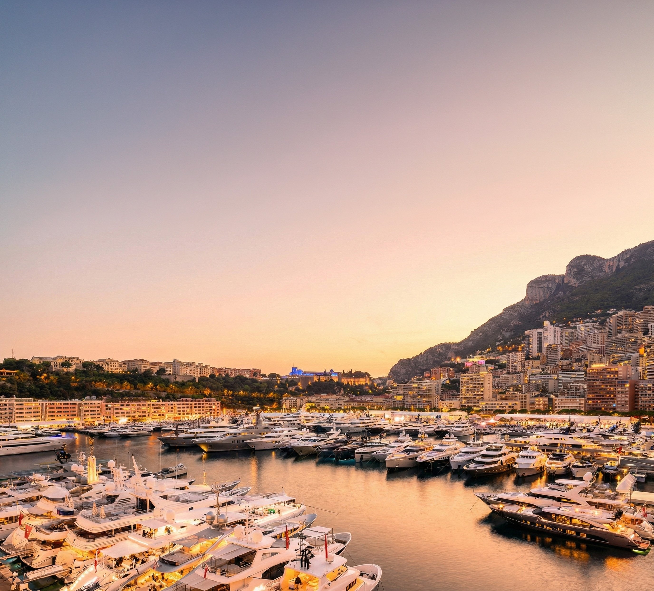 Monaco marina at golden hour